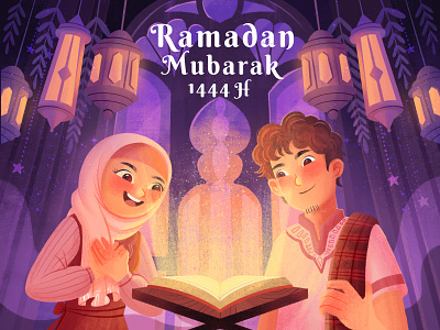 Ramadan Mubarak 1444 H eid al fitr fasting hand draw illustration mubarak muslim people phothoshop procreate ramadan