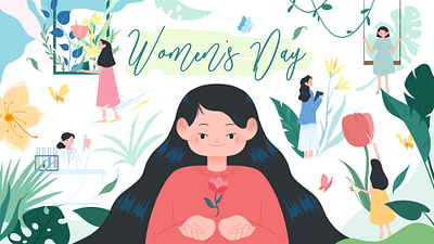 Happy Women's Day 2023 illustration vector 人物