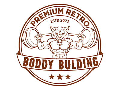 Body bulding logo design body bulding branding design graphic design logo premium logo premium retro retro vintage typography vector vintage logo