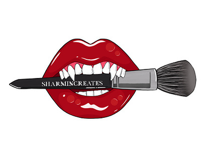 Sharmin Creates brush fangs graphic design illustration instagram lips lipstick logo makeup mua red teeth