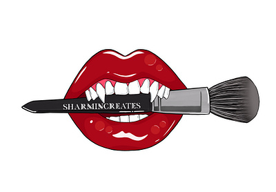 Sharmin Creates brush fangs graphic design illustration instagram lips lipstick logo makeup mua red teeth