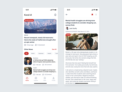 Kanal.id - News Portal branding mobile app mobile design news news app portal social ui ui design