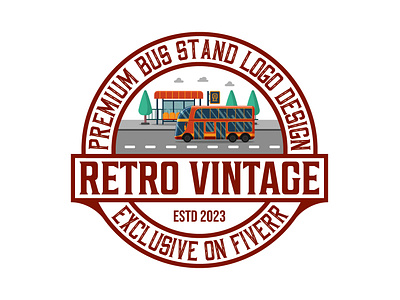 Bus stoop logo design animation branding bus stoop design graphic design illustration logo ret retro vintage typography vector vintage logo