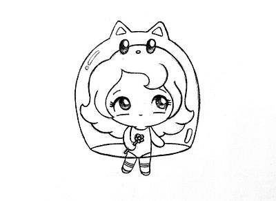 Day 050-365 A Kitty Ghost Friend 365project cute illustration kawaii kitty