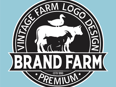 vintage farm logo design brand farm branding design farm house graphic design illustration logo motion graphics retro vintage typography vector vintage farm vintage logo