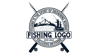 fishing logo design branding design fishing fishing logo graphic design handrow logo retro vintage typography vector vintage logo