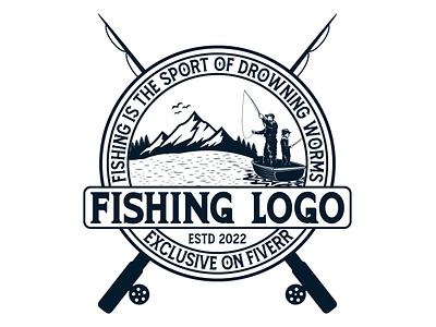 fishing logo design branding design fishing fishing logo graphic design handrow logo retro vintage typography vector vintage logo