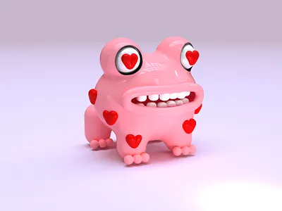 Frog Love 3d 3d modeling blender frog heart love model modeling plastic