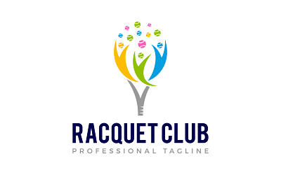 Community Sports Club Racquet Logo Design friendship racquet