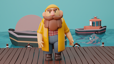 Fisherman 3d 3d model art asset character character design character modelling design digital art game graphic design illustration modelling