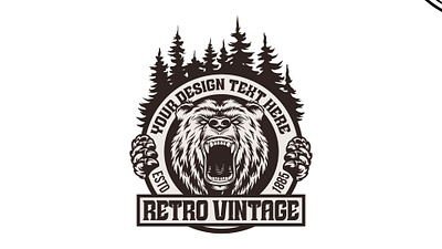 vintage bear logo design bear logo brand bear branding design graphic design logo premium logo retro vintage typography vector vintage logo