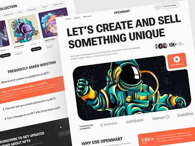 NFT Marketplace Website Landing Page blockchain crypto landing page nft nft marketplace nft ui nft website ui ui design ux web design website website design