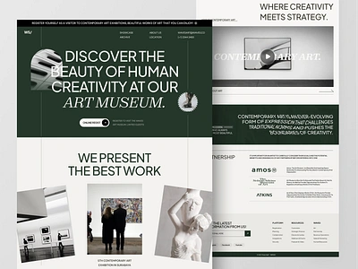 Waves - Art Museum Website 🏤 art art collection art gallery artwork event exhibition gallery header homepage landing page museum statue web web design webflow website