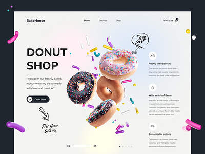 Donut Shop Website UI branding customer design donut ecommerce graphic design illustration landingpage logo order sell shop sweet trendy ui uiux ux vector webdesign website