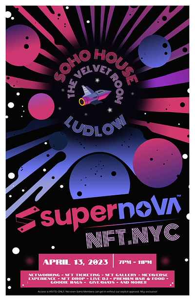 Supernova - SoHo House Ludlow branding design figma flyer graphic design illustration logo typography ui ux vector