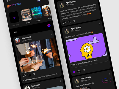 Growzilla - Unlock the power of Community Building! app daily 100 challenge darkui design social media soundcast ui video