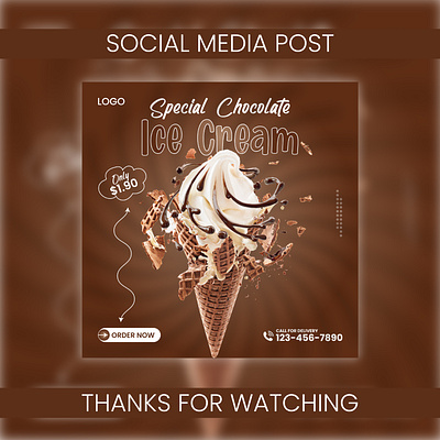 Ice-Cream Social Media / Instagram Post Design ad banner design branding design graphic design ice cream instagram post social media post design