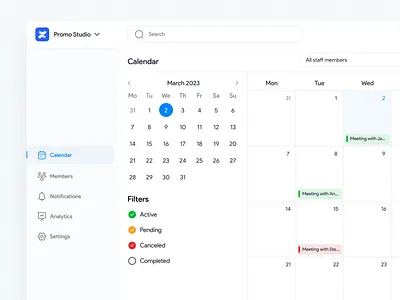 Calendar UI admin panel app design booking system calendar design light mode trend ui uiux design ux