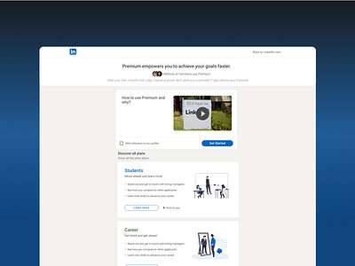 Landing page - LinkedIn Premium motion graphics ui ux
