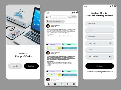 CampusWorks UI app design ui ux