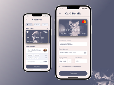 #DailyUI #002 - Checkout with Credit Card 002 adobe xd animal care card details checkout credit card checkout daily ui 002 daily ui challenge dailyui mobile mobile design pawtastic pet care pet care services app ui web design