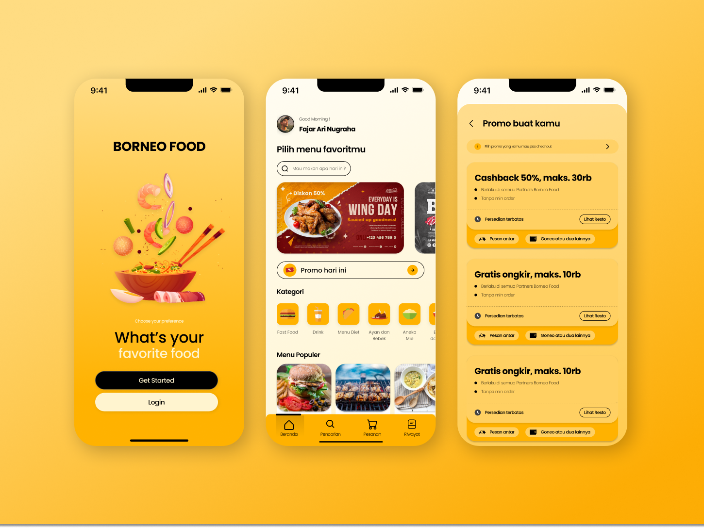 UI Design Borneo Food Delivery by Fajar Ari Nugraha on Dribbble