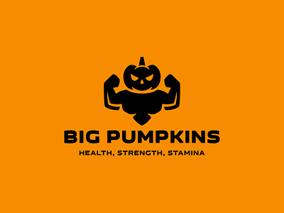 Big pumpkins biceps character fitness gum logo logotype minimalism pumpkin sport
