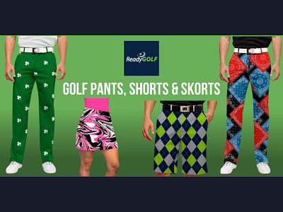MEN'S & WOMEN'S GOLF PANTS, SHORTS & SKORTS colorful golf shirts design golf golf apparel golf apparel for men golf apparel for women golf polo shirts golf sandals illustration logo