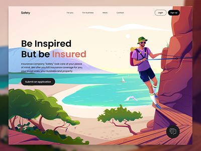 Safety - Landing page design for the insurance company clean illustration insurance company insurance landing page landing page landing page design minimal promo landing page ui web design website design