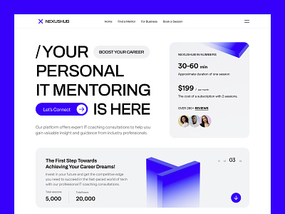 Nexushub - IT Mentorship & Coaching Platform bold clean coach design homepage interface mentor trend ui ui design ux web web design