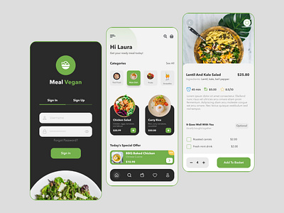 Vegan Meal Mobile App Design design figma graphic design mobile app productdesign ui ux