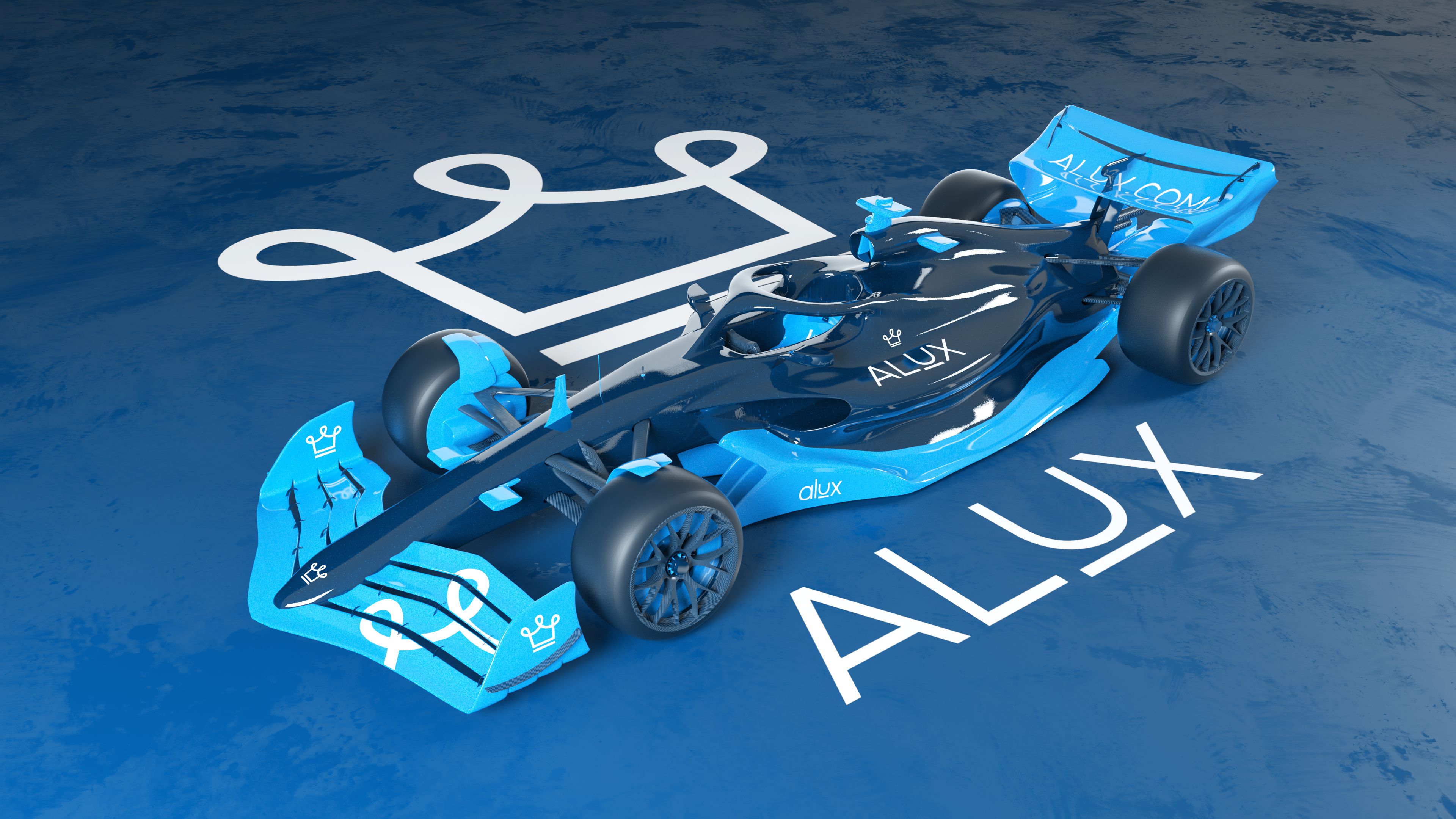 Alux - F1 3d alan jacob george alux art blue clean design f1 formula 1 graphic design illustration livery logo minimal modern octane racecar render ui visualization