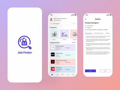 Job Finder Application app app development app design appdesign mobileappdesign branding design graphic design illustration logo ui ux