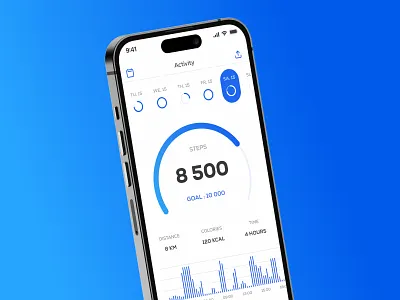Pedometer - step counter ios app app blue chart counter design health interface ios light minimal mobile pedometer statistics step ui ux