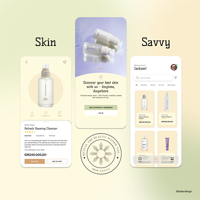 Skincare Store UI : SkinSavvy branding design mobileapp skincare app ui uiux