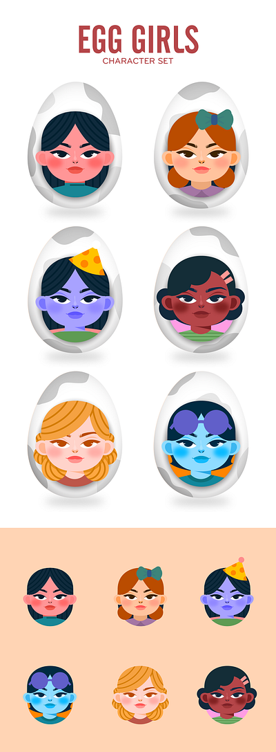 My Eggs_ character set 3d design il illustration procreate vector
