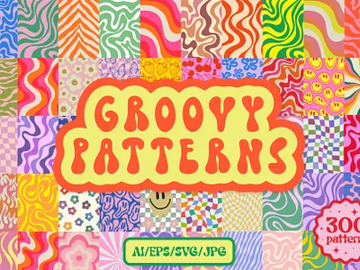 GROOVY VECTOR PATTERNS Y2K TEXTURES 90s abstract art background cool design emoji funky groovy illustration pattern pop psychedelic retro set texture trendy trippy vintage y2k