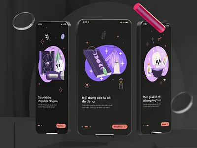 Onboarding Screen | Tarot reader app 3d animation app design illustration onboard screen ui