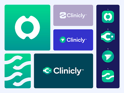 Clinicly - Concept Explorations app arrow branding c clinic clinicly direct gesture green hand health help interact lettermark logo medic medical monogram plane