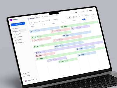 Shipping Management — Weekly Calendar admin pannel calender cargo shipping courier create freight dashboard delivery live tracking logistic dashboard minimal package parcel product design saas shipment dashboard shipping shipping management track shipping ui design webapp