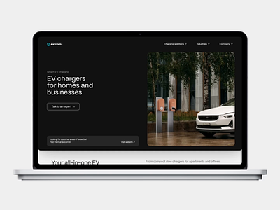 Exicom Website: Homepage blue business charger corporate electric ev gradient layout light minimal mobility polestar product professional serious tesla ui webdesign white