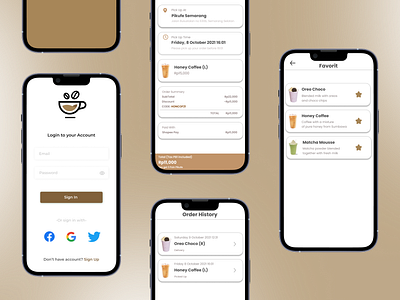 Pikufe - Coffee Shop App - UI Mobile Design chocolate coffee coffee shop coffee shop online pesan antar pikufe starbucks ui mobile