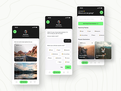 Virtual Travel Assistant Mobile App green