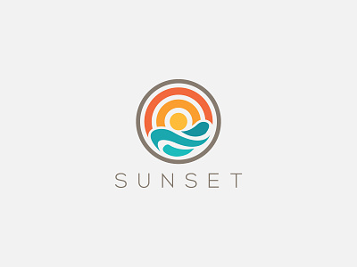 Sunset Logo colorfull logo mountain logo mountains orange logo rock logo rocks sun logo sun set sunset sunset logo water waves water waves logo wave logo