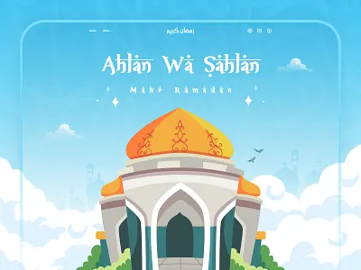 Ramadan Mubarak - Web Header clean header header illustration hero section homepage islamic landing page minimal mosque muslim ramadan ramadan mubarak simple design trending ui ux web web design website website design