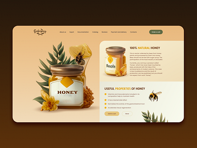 Website design for online honey store branding colors concept design dribbblers ecommerce honey illustration marketing minimal nature shop ui ui design ux uxui web web design website yellow