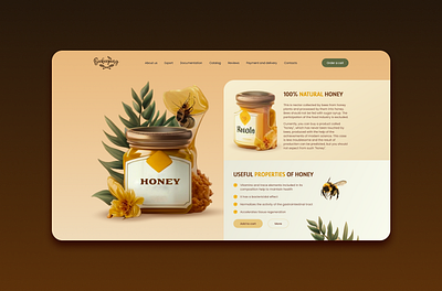 Website design for online honey store branding colors concept design dribbblers ecommerce honey illustration marketing minimal nature shop ui ui design ux uxui web web design website yellow