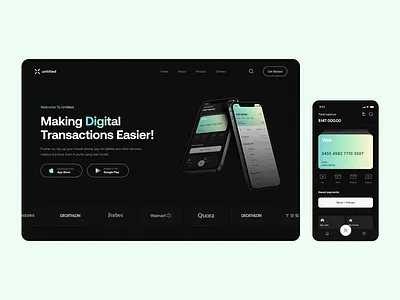 Untitled - Fintech Landing bank bank app black business concept digital banking finance financial fintech fintech app landing page payment ui ui design ux wallet web web site
