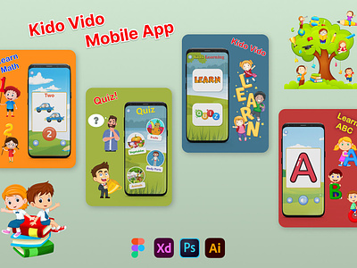 Kids App 123 leran app for kids app ui cartoon app figma design kido vido kids app kids lerning mobile app new app uiux