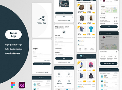 Tailor App app for tailor app ui design complete app figma design mobile app new ui design online tailor tailor app tailor clothes tailor shop uiux design